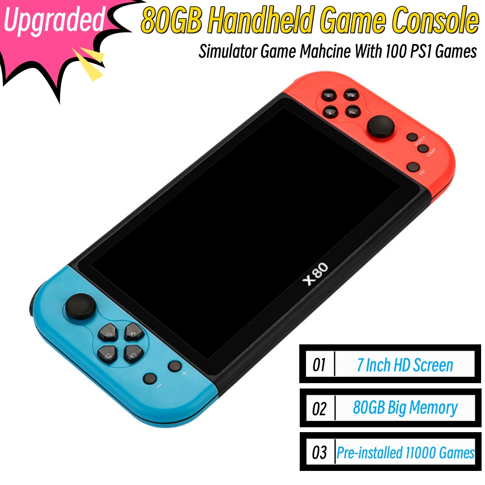 Gaming Console X80 - 80GB duży ekran 7 Cal przenośna