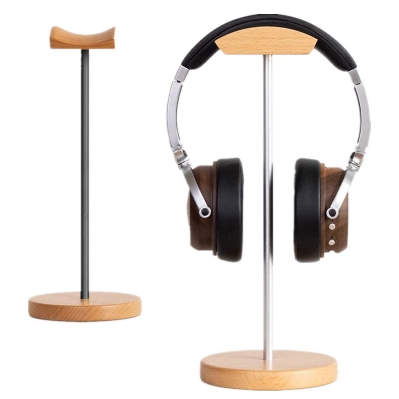 Gaming Console Desk - Stojak na słuchawki z drewna orzecha